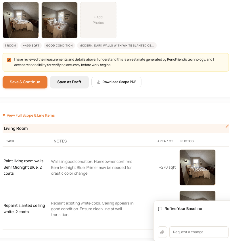 Scope with general overview and itemized tasks